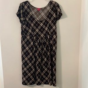 Brown plaid Empire waist Dress